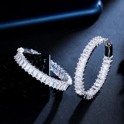 Chic Moissanite-Studded Hoop Earrings