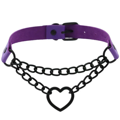 Vintage Heart Choker - Leather Goth Collar