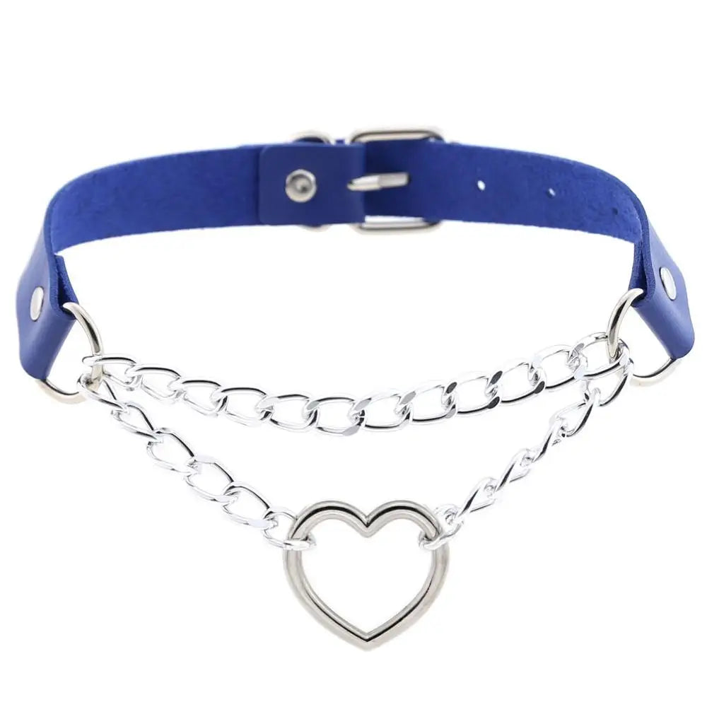 Gothic Heart Choker Collar – Leather Necklace