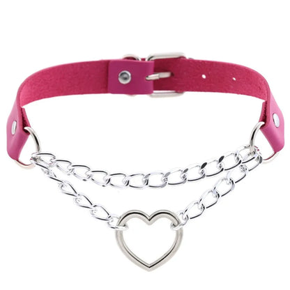 Gothic Heart Choker Collar – Leather Necklace
