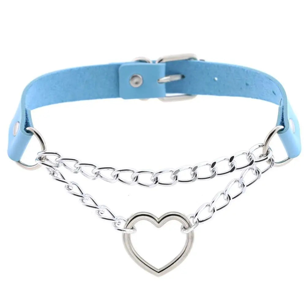 Gothic Heart Choker Collar – Leather Necklace
