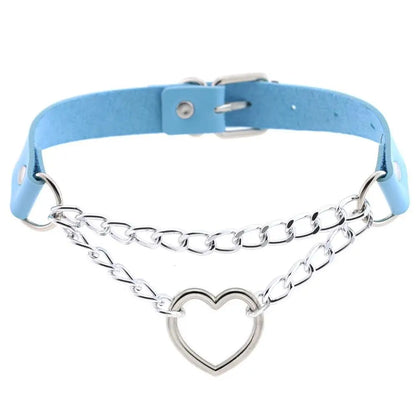 Gothic Heart Choker Collar – Leather Necklace