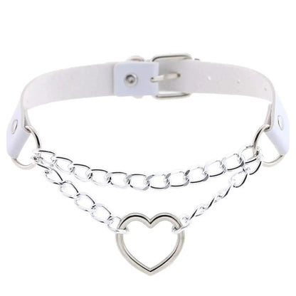Gothic Heart Choker Collar – Leather Necklace