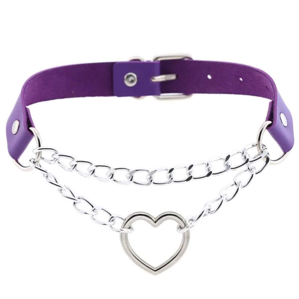 Gothic Heart Choker Collar – Leather Necklace