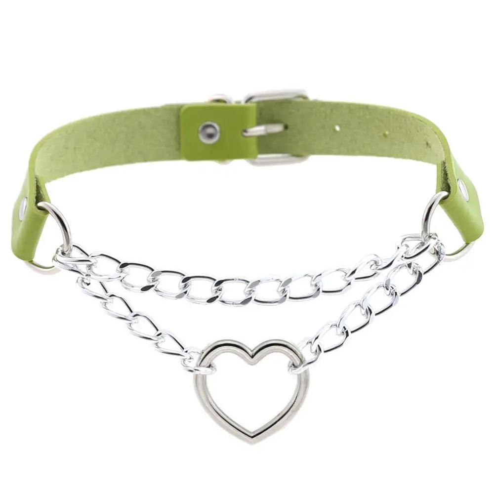 Gothic Heart Choker Collar – Leather Necklace