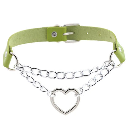 Gothic Heart Choker Collar – Leather Necklace