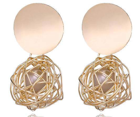Multi-Shaped Round and Irregular Hollow Pin Earrings
