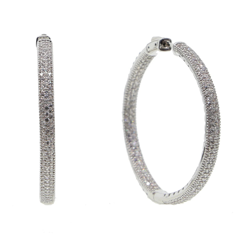 Iced Out Hoop Earrings – 25mm/50mm Full CZ Coverage