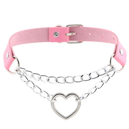 Gothic Heart Choker Collar – Leather Necklace