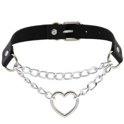 Gothic Heart Choker Collar – Leather Necklace