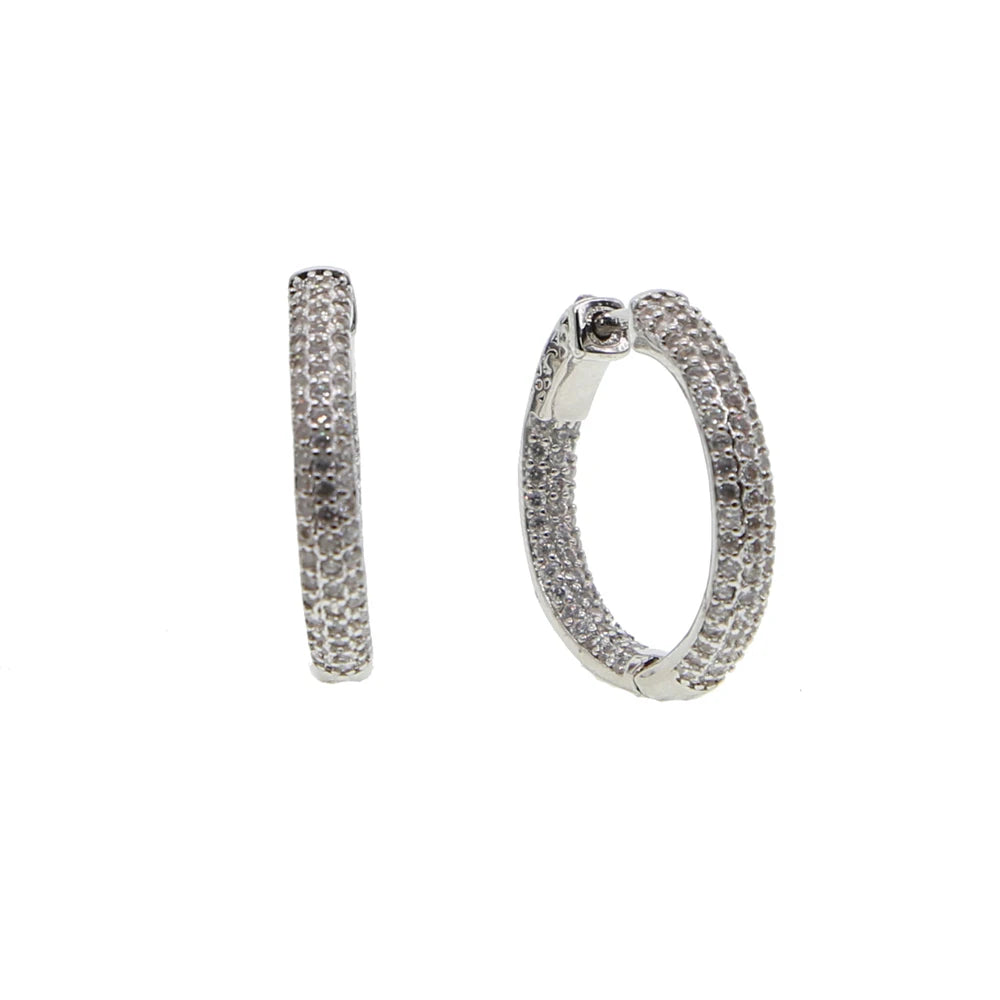 Iced Out Hoop Earrings – 25mm/50mm Full CZ Coverage