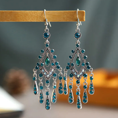 Bohemian Crystal Drop Earrings – Multicolor Rhinestone Dangles