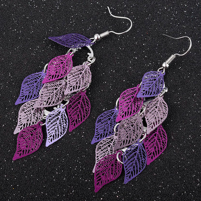 Bohemian Nine Leaf Drop Earrings