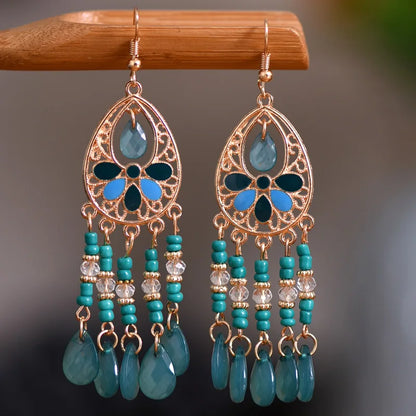 Bohemian Crystal Drop Earrings – Multicolor Rhinestone Dangles