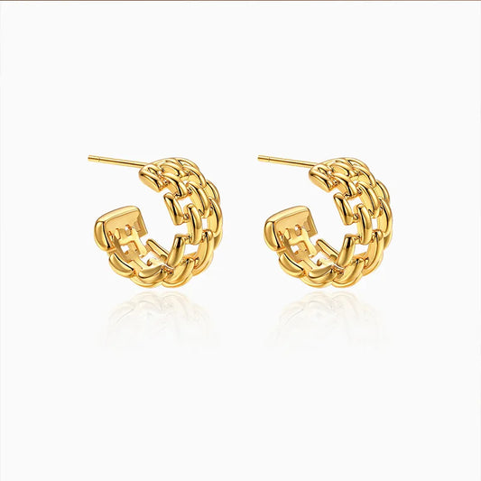 Hemp Chain Geometric Circle Drop Earrings