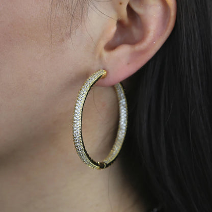 Iced Out Hoop Earrings – 25mm/50mm Full CZ Coverage