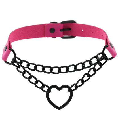 Vintage Heart Choker - Leather Goth Collar