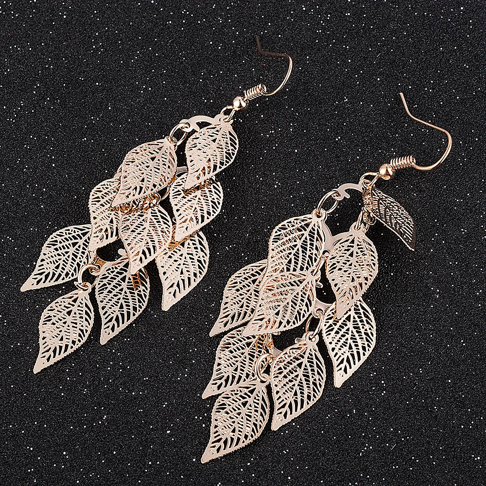 Bohemian Nine Leaf Drop Earrings