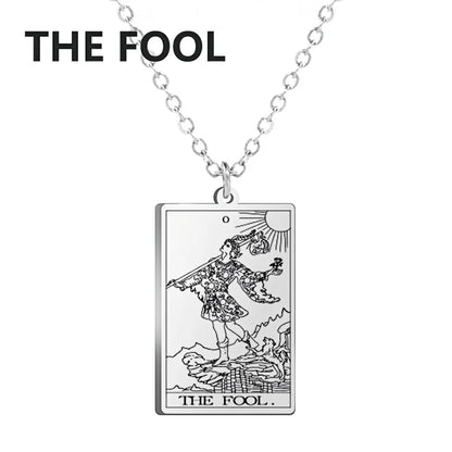 Tarot Card Pendant Necklace – Stainless Steel Engraved Necklace
