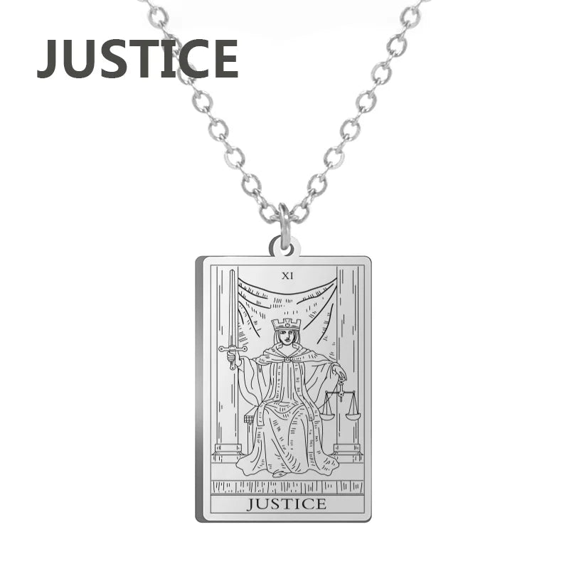 Tarot Card Pendant Necklace – Stainless Steel Engraved Necklace