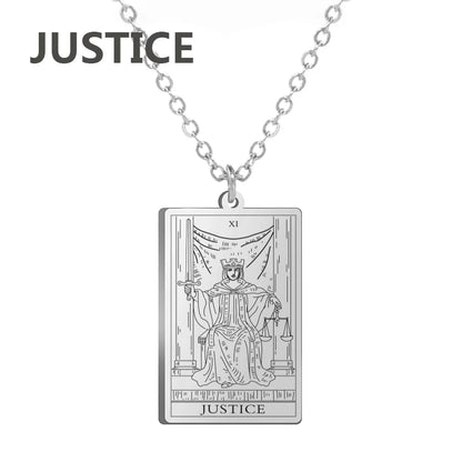 Tarot Card Pendant Necklace – Stainless Steel Engraved Necklace