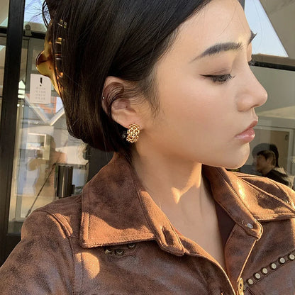 Hemp Chain Geometric Circle Drop Earrings