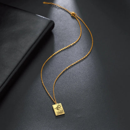 Tarot Card Pendant Necklace – Stainless Steel Engraved Necklace