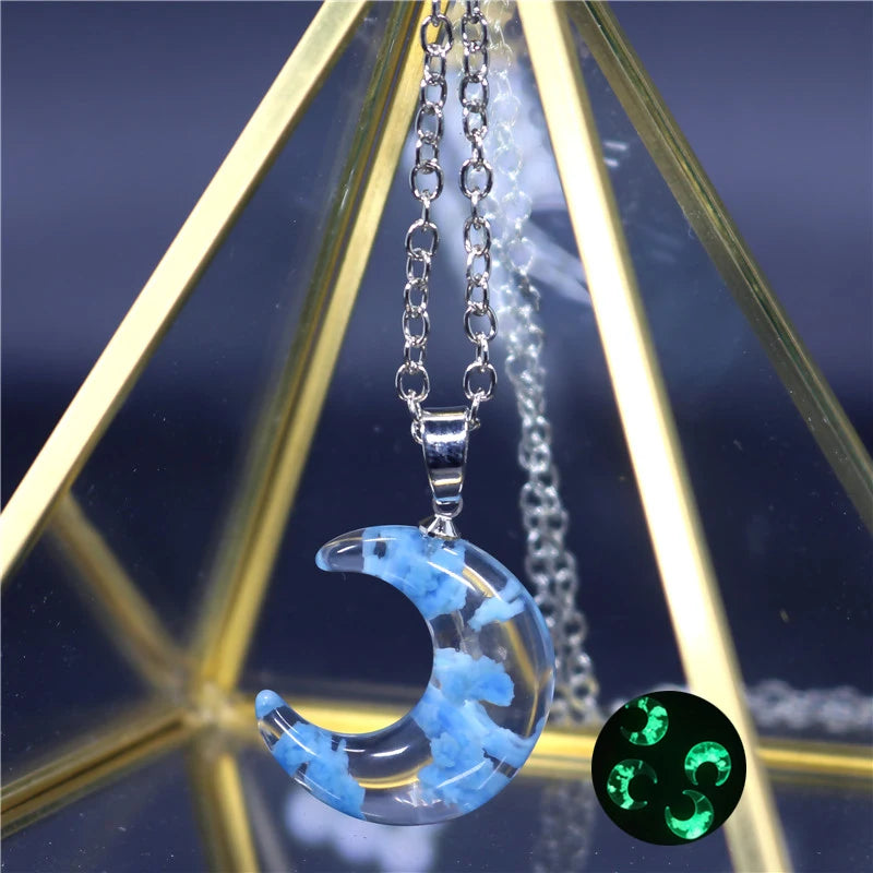 Blue Sky & Cloud Resin Pendant Necklace