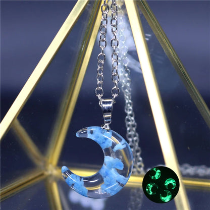 Blue Sky & Cloud Resin Pendant Necklace