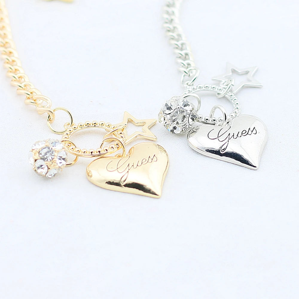 Gold & Silver Heart Charm Bracelet for Women