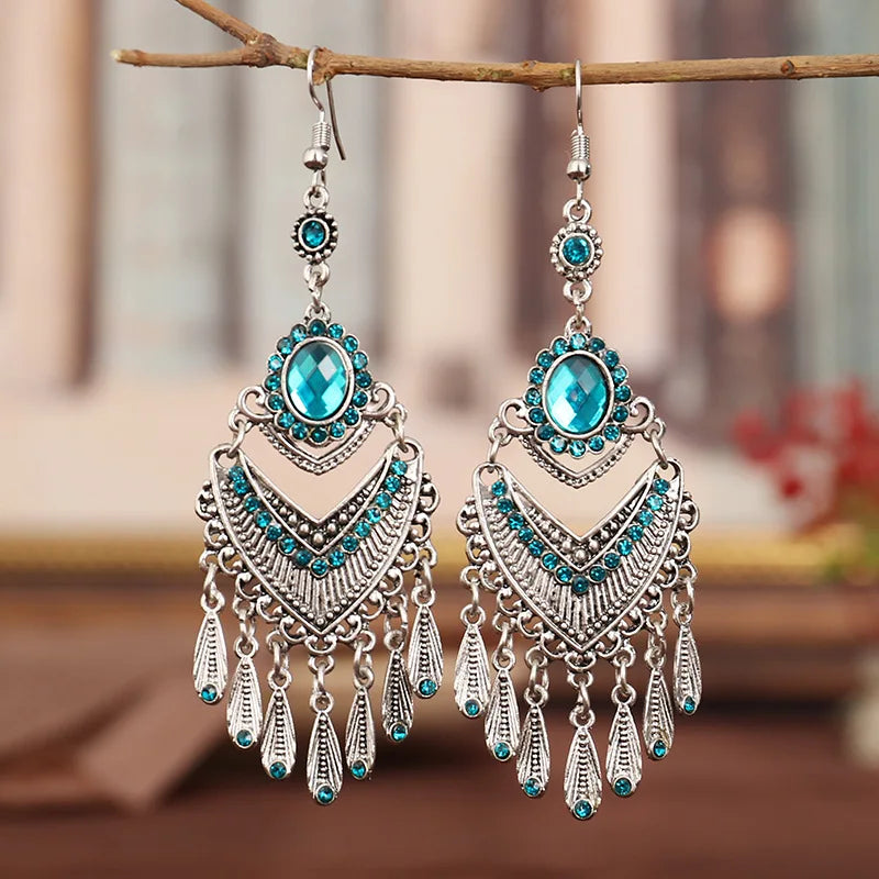 Bohemian Crystal Drop Earrings – Multicolor Rhinestone Dangles