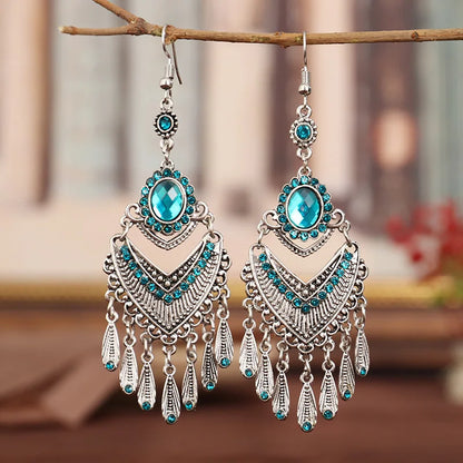 Bohemian Crystal Drop Earrings – Multicolor Rhinestone Dangles