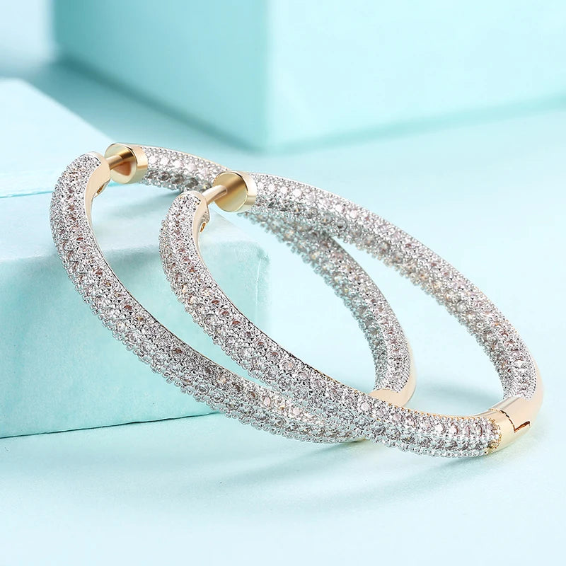 Moissanite-Studded 925 Sterling Silver Hoop Earrings