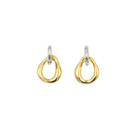 Vintage Irregular Double-Color Heart Stud Earrings