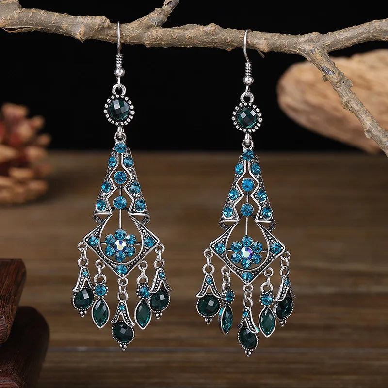 Bohemian Crystal Drop Earrings – Multicolor Rhinestone Dangles