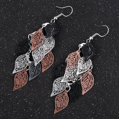 Bohemian Nine Leaf Drop Earrings