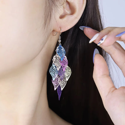 Bohemian Nine Leaf Drop Earrings