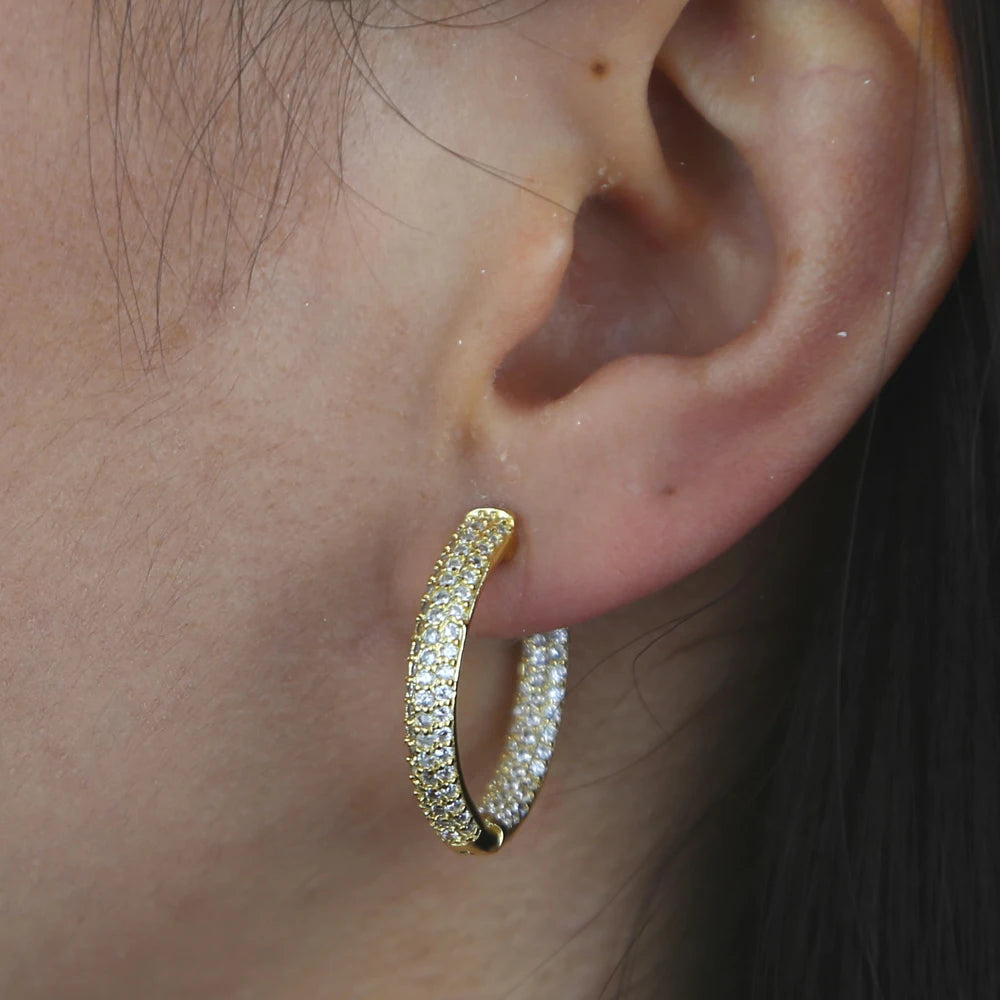 Iced Out Hoop Earrings – 25mm/50mm Full CZ Coverage