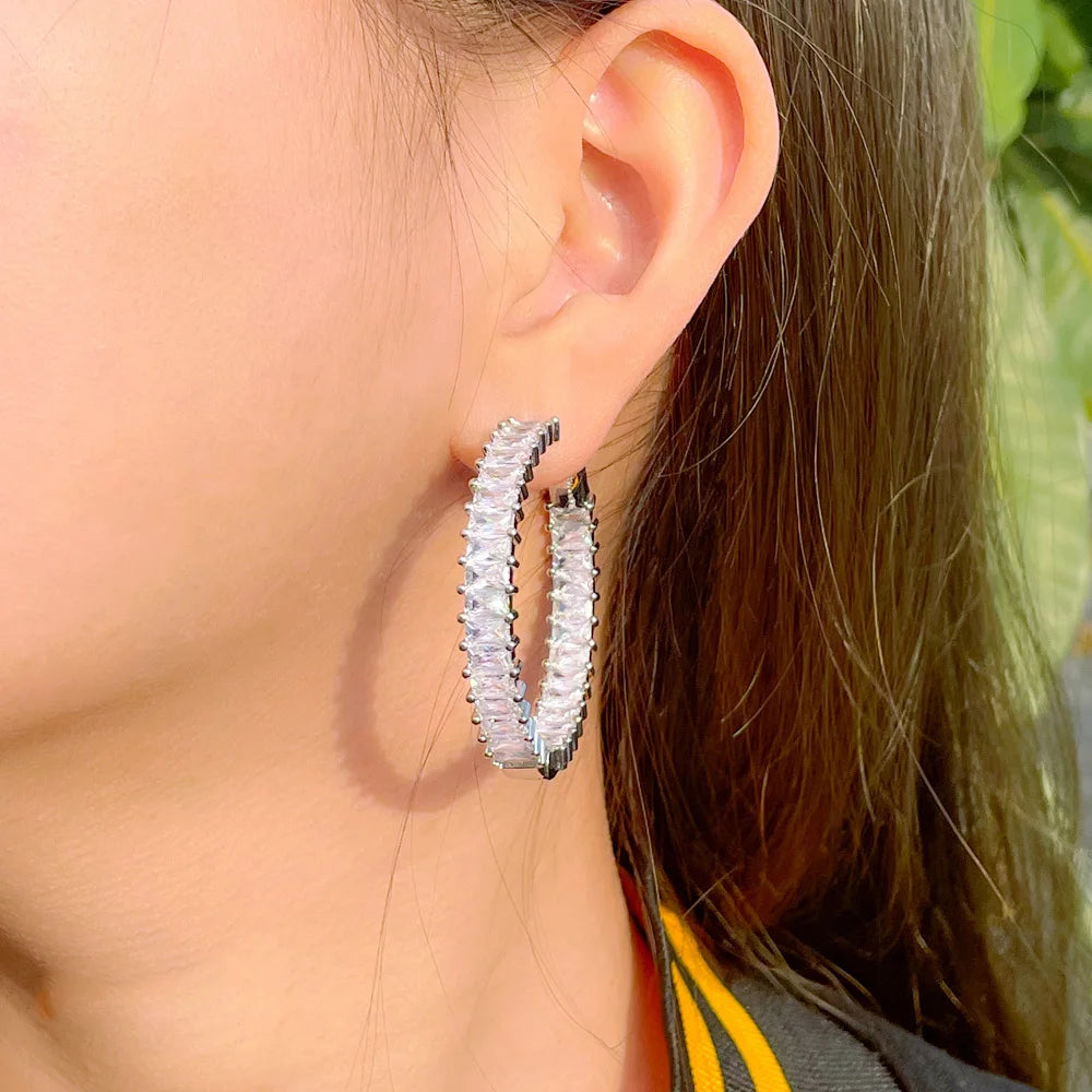 Chic Moissanite-Studded Hoop Earrings