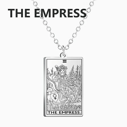 Tarot Card Pendant Necklace – Stainless Steel Engraved Necklace