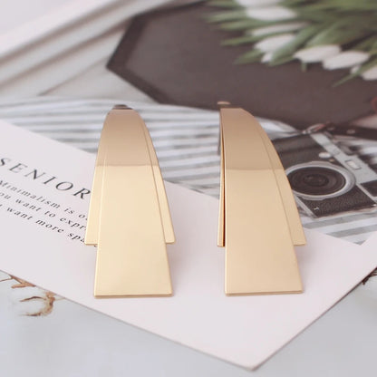 Eccentric Multi-Shaped Metal Dangle Earrings