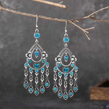 Bohemian Crystal Drop Earrings – Multicolor Rhinestone Dangles