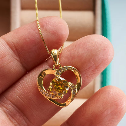 1CT Moissanite Swirl Heart Pendant Necklace – Sterling Silver Box Chain