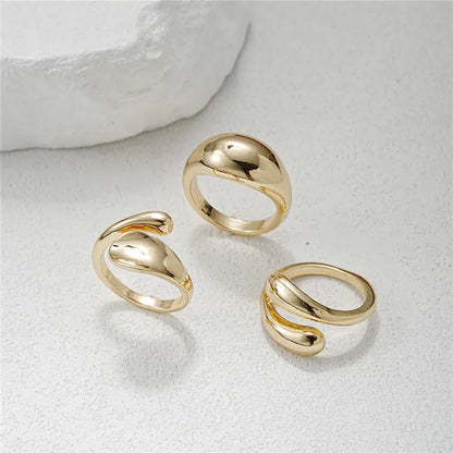 Open Rings Set Eccentric Chunky Geometric Ring
