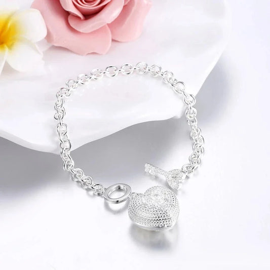 Heart Key Crystal Bracelet for Women – Elegant Charm Jewelry