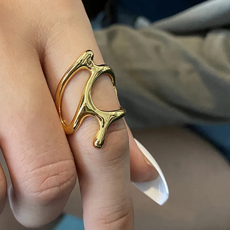 Open Rings Set Eccentric Chunky Geometric Ring
