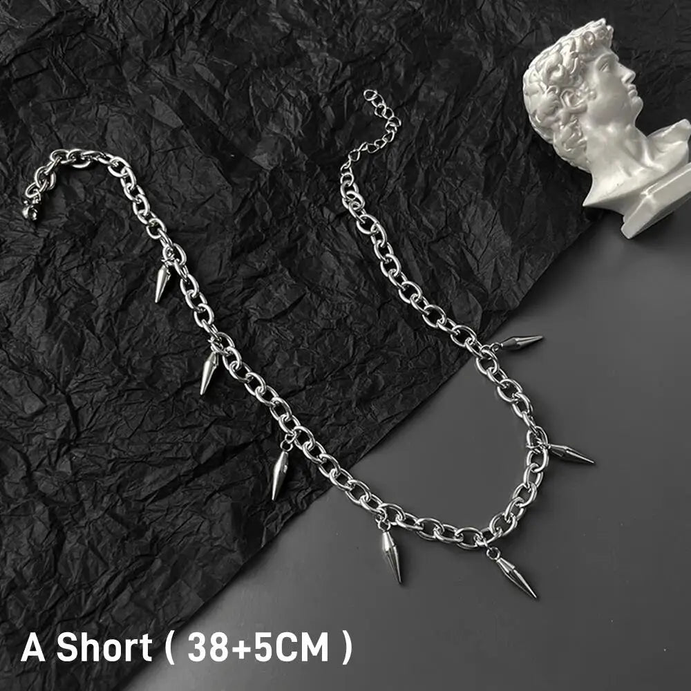 Silver Rivet Cone Choker Necklace