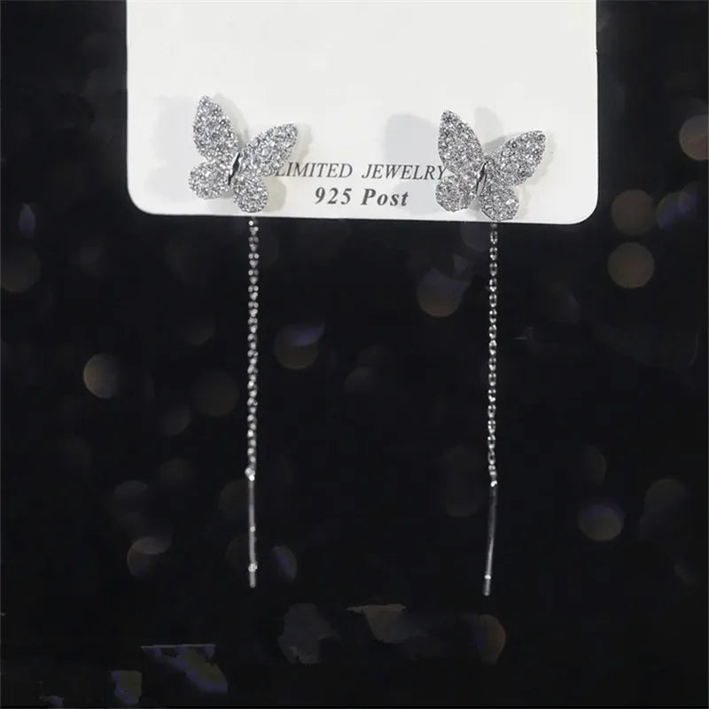 Golden Butterfly Drop Earrings