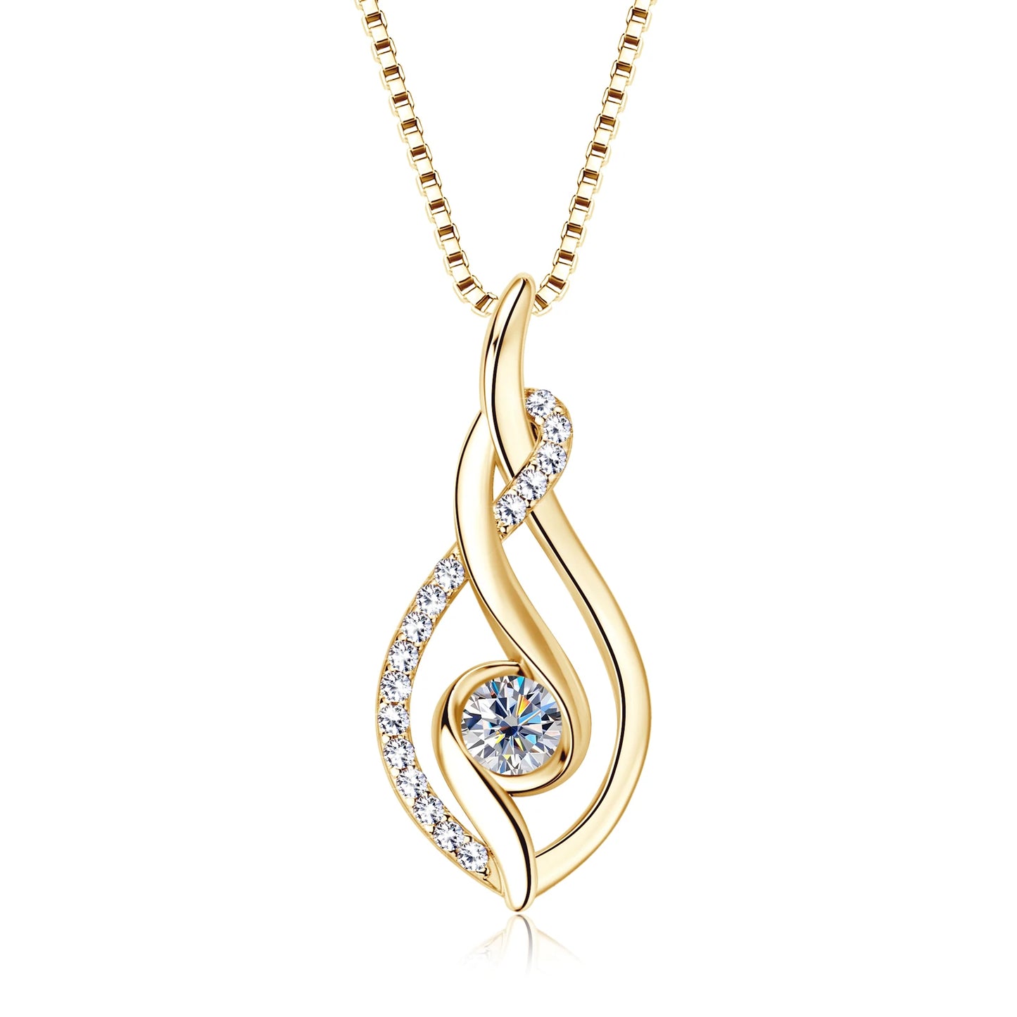 Twisted Pendant Moissanite Necklace – 925 Silver & 18K Gold Plated