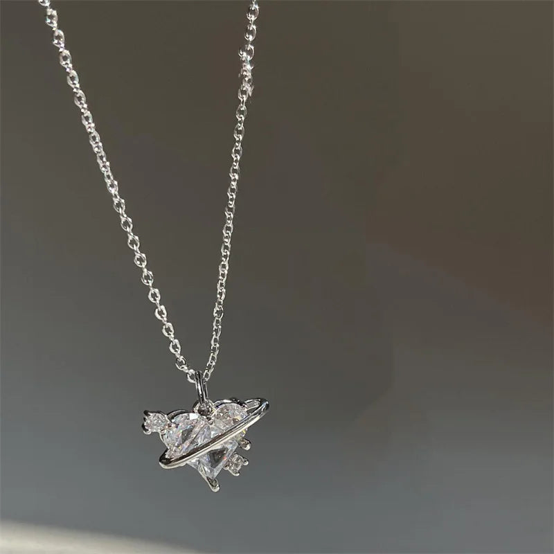 Cosmic Heart Ring Pendant Necklace